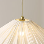 Endon Isabella Grand Pendant Light in Brushed Aged Brass with Vintage White Scalloped Shade