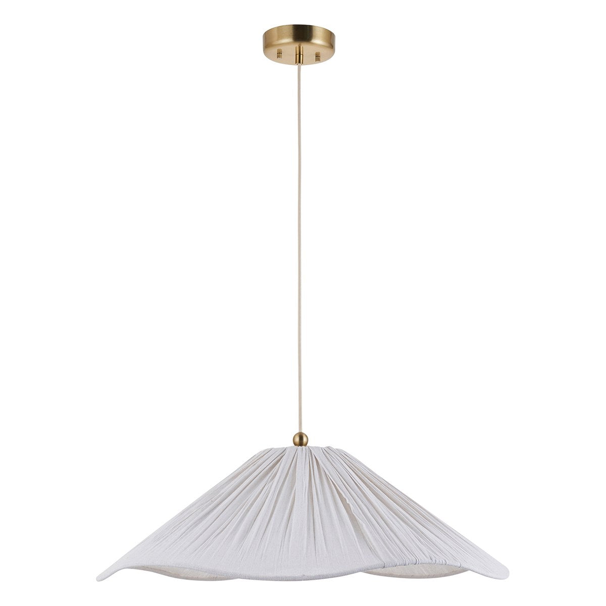 Endon Isabella Grand Pendant Light in Brushed Aged Brass with Vintage White Scalloped Shade