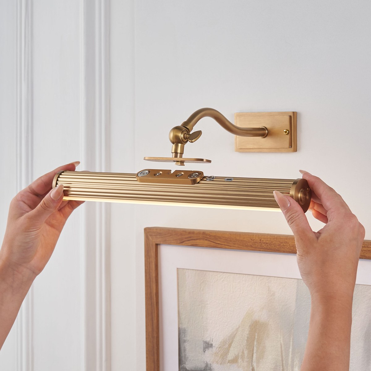 Endon Kindos Rechargeable Picture Light in Warm Brass