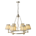 Endon Arabella 6 Light Pendant Light in Bright Nickel with Leaf Shell Bay Blue Shades
