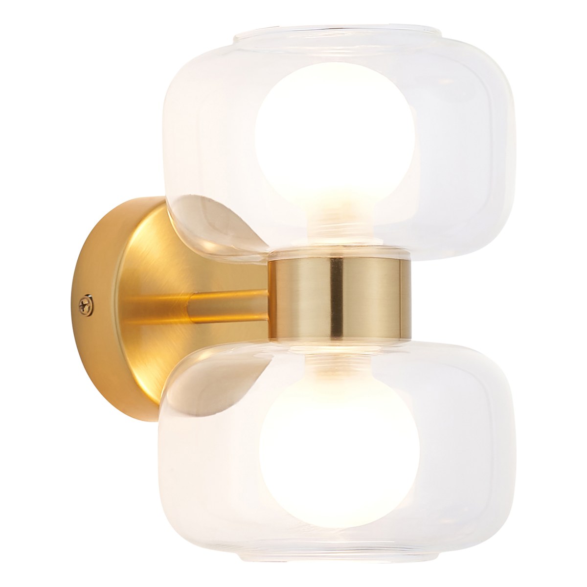 Endon Rossano 2 Light Wall Light in Warm Brass with Clear & Frosted Glass