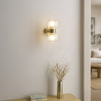 Endon Rossano 2 Light Wall Light in Warm Brass with Clear & Frosted Glass