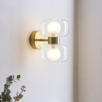 Endon Rossano 2 Light Wall Light in Warm Brass with Clear & Frosted Glass