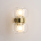 Endon Rossano 2 Light Wall Light in Warm Brass with Clear & Frosted Glass