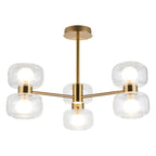 Endon Rossano 6 Light Semi Flush Ceiling Light in Warm Brass with Clear & Frosted Glass