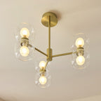 Endon Rossano 6 Light Semi Flush Ceiling Light in Warm Brass with Clear & Frosted Glass