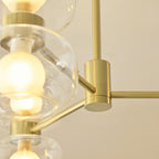 Endon Rossano 6 Light Semi Flush Ceiling Light in Warm Brass with Clear & Frosted Glass