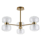 Endon Rossano 6 Light Semi Flush Ceiling Light in Warm Brass with Clear & Frosted Glass