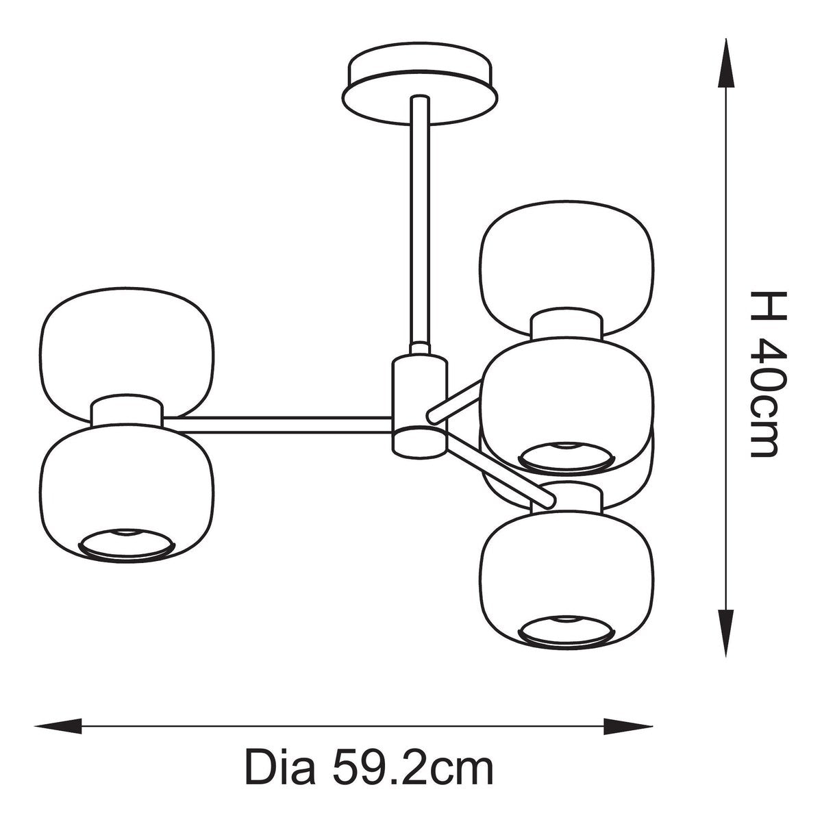 Endon Rossano 6 Light Semi Flush Ceiling Light in Warm Brass with Clear & Frosted Glass