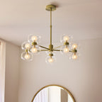 Endon Rossano 10 Light Pendant Light in Warm Brass with Clear & Frosted Glass