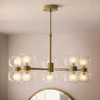 Endon Rossano 10 Light Pendant Light in Warm Brass with Clear & Frosted Glass