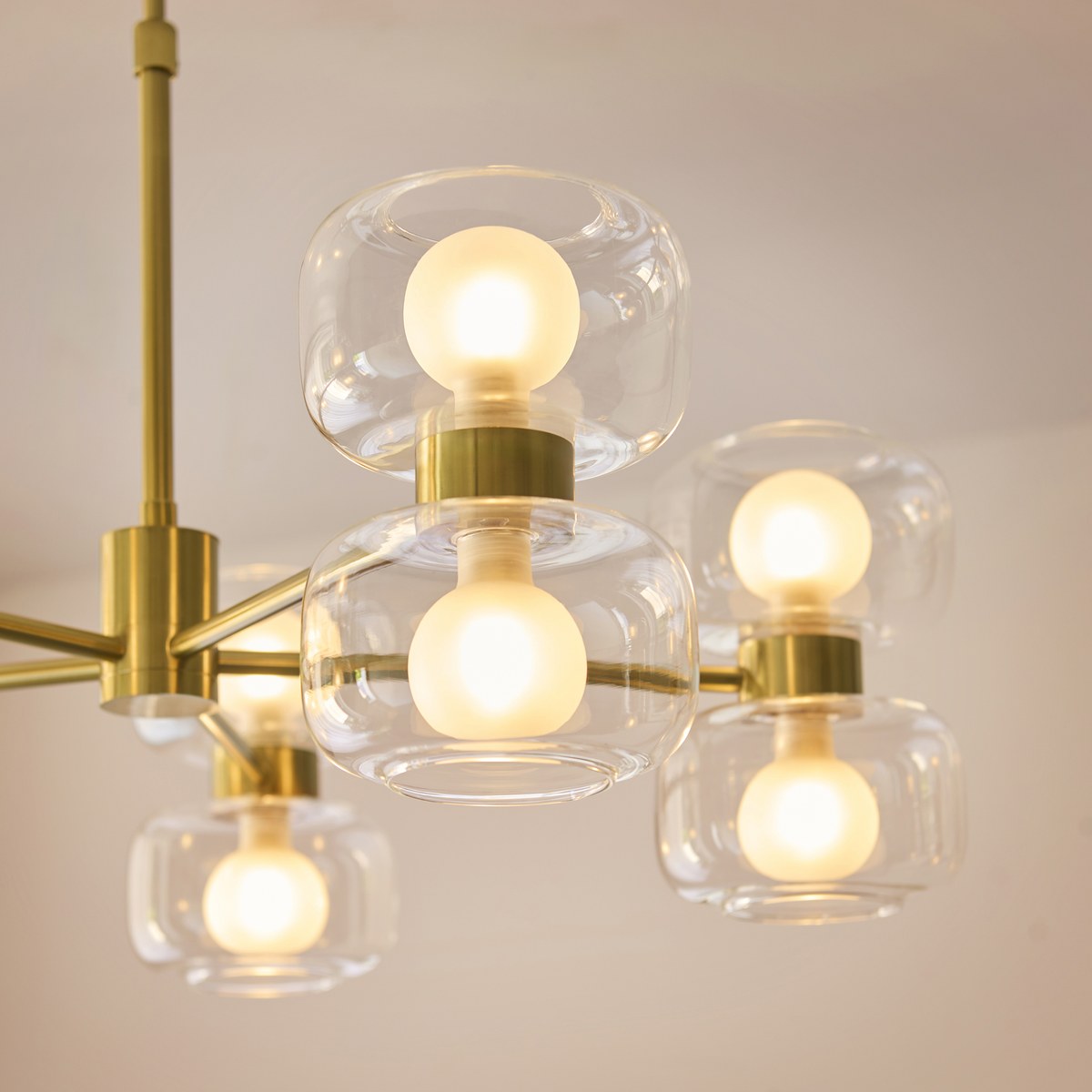 Endon Rossano 10 Light Pendant Light in Warm Brass with Clear & Frosted Glass