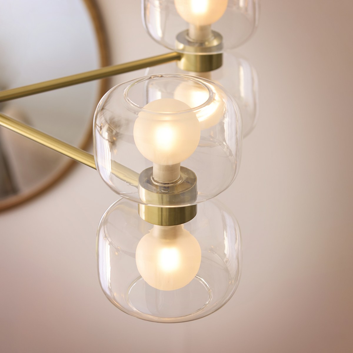 Endon Rossano 10 Light Pendant Light in Warm Brass with Clear & Frosted Glass