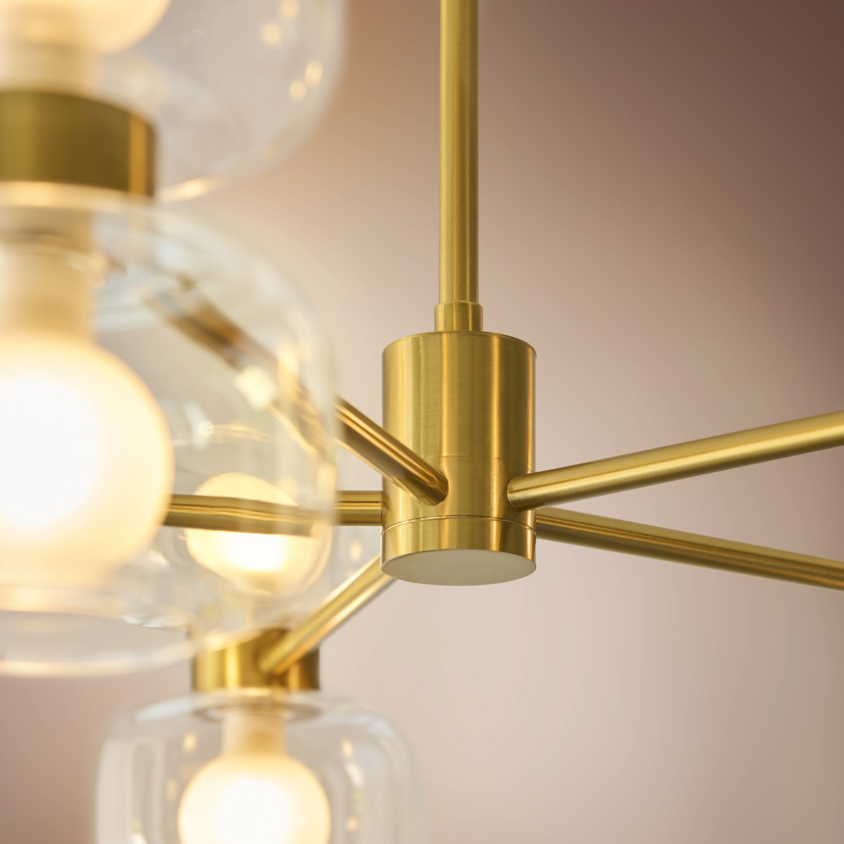 Endon Rossano 10 Light Pendant Light in Warm Brass with Clear & Frosted Glass
