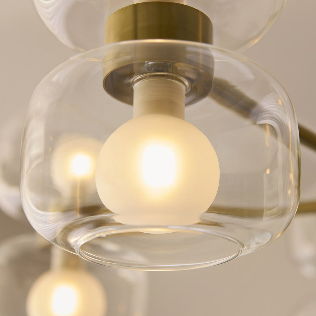 Endon Rossano 10 Light Pendant Light in Warm Brass with Clear & Frosted Glass