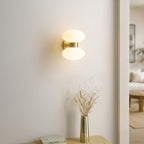 Endon Rossano 2 Light Wall Light in Warm Brass with Opal Glass