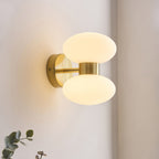 Endon Rossano 2 Light Wall Light in Warm Brass with Opal Glass