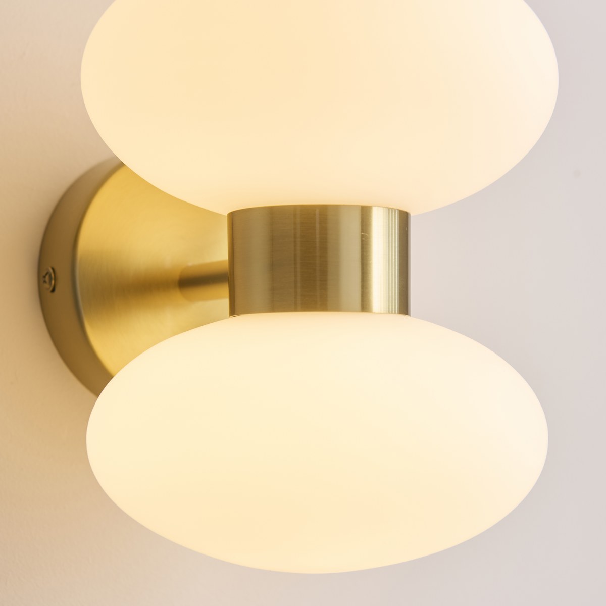 Endon Rossano 2 Light Wall Light in Warm Brass with Opal Glass