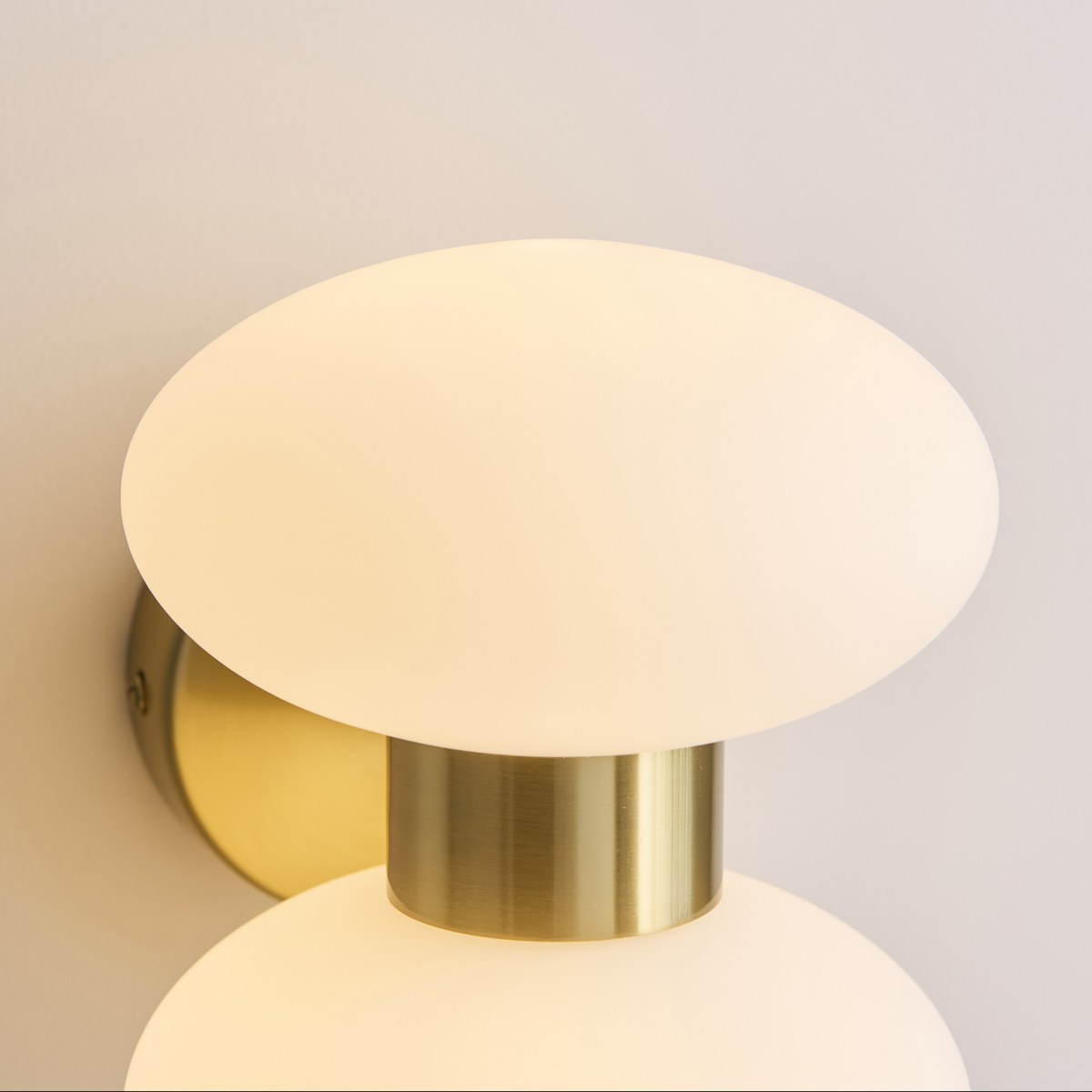 Endon Rossano 2 Light Wall Light in Warm Brass with Opal Glass