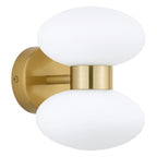Endon Rossano 2 Light Wall Light in Warm Brass with Opal Glass