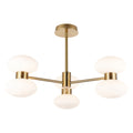 Endon Rossano 6 Light Semi Flush Ceiling Light in Warm Brass with Opal Glass