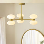 Endon Rossano 6 Light Semi Flush Ceiling Light in Warm Brass with Opal Glass