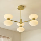 Endon Rossano 6 Light Semi Flush Ceiling Light in Warm Brass with Opal Glass