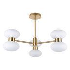 Endon Rossano 6 Light Semi Flush Ceiling Light in Warm Brass with Opal Glass