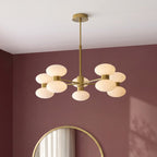Endon Rossano 10 Light Pendant Light in Warm Brass with Opal Glass