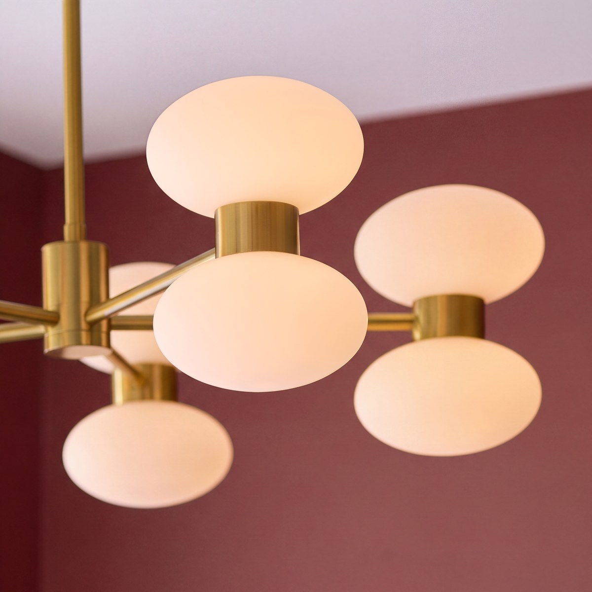 Endon Rossano 10 Light Pendant Light in Warm Brass with Opal Glass