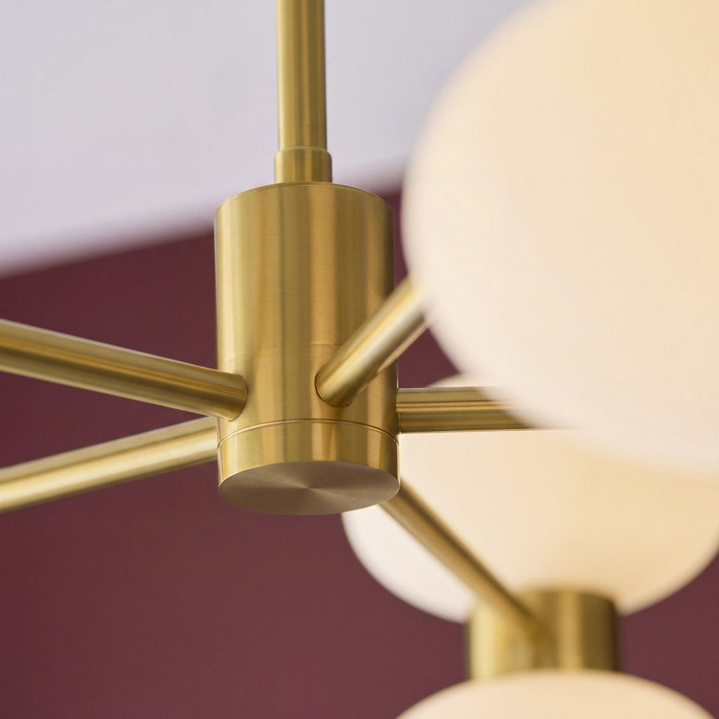 Endon Rossano 10 Light Pendant Light in Warm Brass with Opal Glass