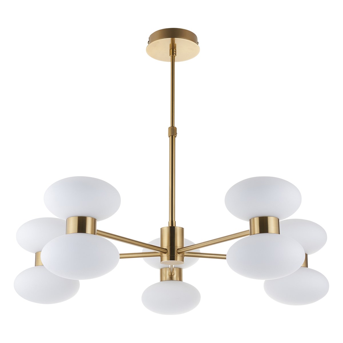 Endon Rossano 10 Light Pendant Light in Warm Brass with Opal Glass
