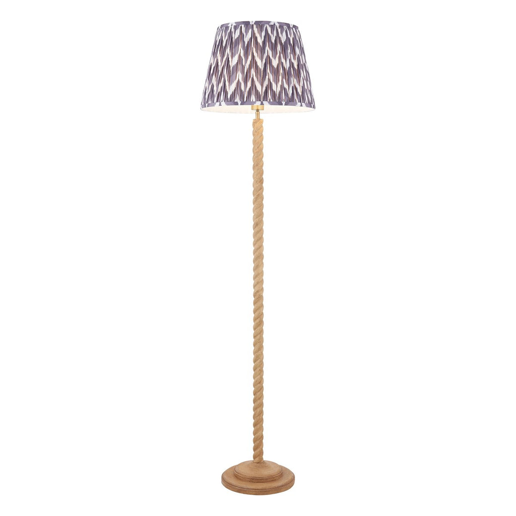 Endon Twist Floor Lamp in Oak Effect with ZigZag 40cm Pearl Grey Shade