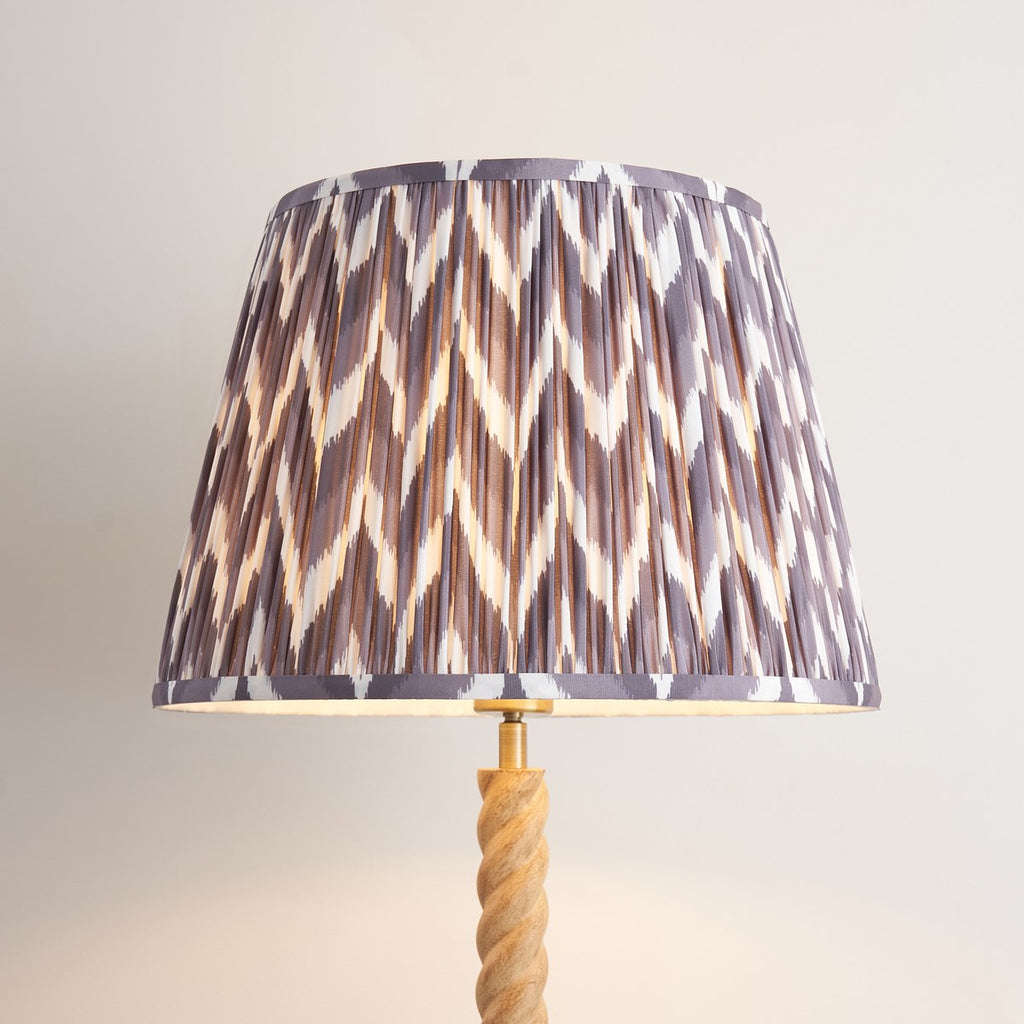 Endon Twist Floor Lamp in Oak Effect with ZigZag 40cm Pearl Grey Shade