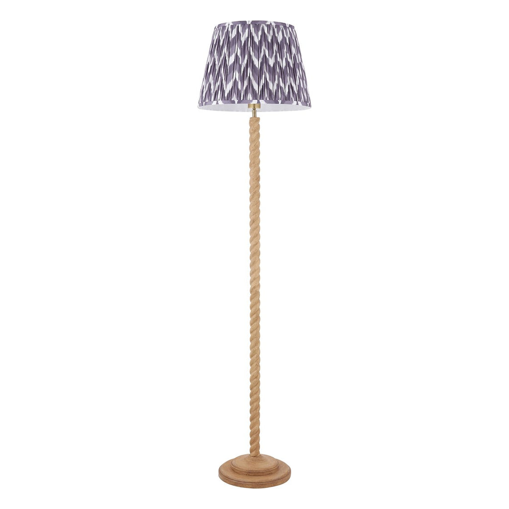 Endon Twist Floor Lamp in Oak Effect with ZigZag 40cm Pearl Grey Shade