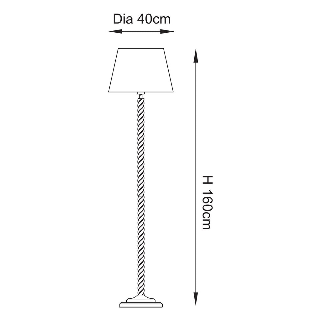 Endon Twist Floor Lamp in Oak Effect with ZigZag 40cm Pearl Grey Shade