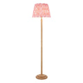Endon Twist Floor Lamp in Oak Effect with Ikat 40cm Coral Pink Shade