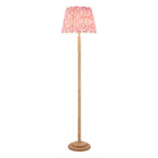 Endon Twist Floor Lamp in Oak Effect with Ikat 40cm Coral Pink Shade