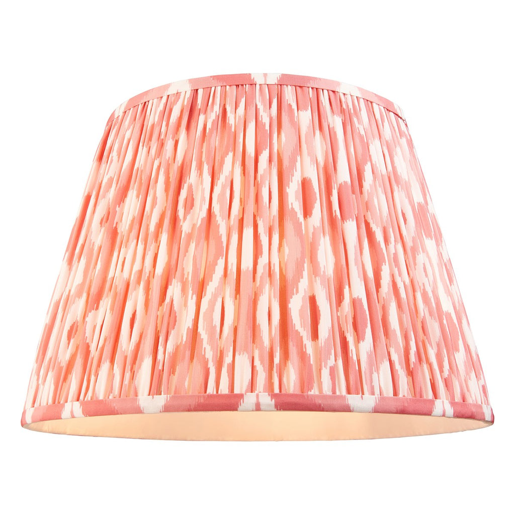 Endon Twist Floor Lamp in Oak Effect with Ikat 40cm Coral Pink Shade