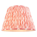 Endon Twist Floor Lamp in Oak Effect with Ikat 40cm Coral Pink Shade