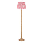 Endon Twist Floor Lamp in Oak Effect with Ikat 40cm Coral Pink Shade