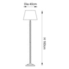 Endon Twist Floor Lamp in Oak Effect with Ikat 40cm Coral Pink Shade