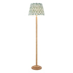 Endon Twist Floor Lamp in Oak Effect with ZigZag 40cm Cotswold Green Shade
