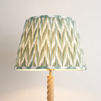 Endon Twist Floor Lamp in Oak Effect with ZigZag 40cm Cotswold Green Shade