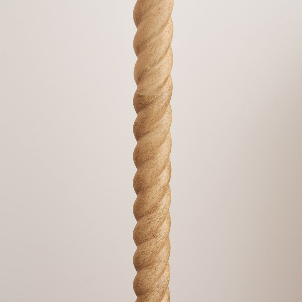 Endon Twist Floor Lamp in Oak Effect with ZigZag 40cm Cotswold Green Shade