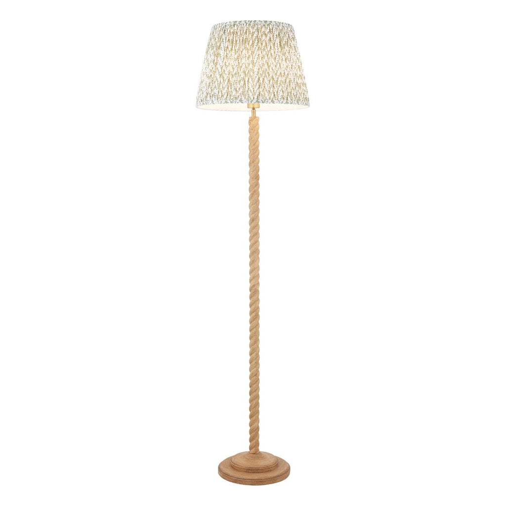 Endon Twist Floor Lamp in Oak Effect with Leaf 40cm Herb Garden Green Shade