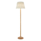 Endon Twist Floor Lamp in Oak Effect with Leaf 40cm Herb Garden Green Shade