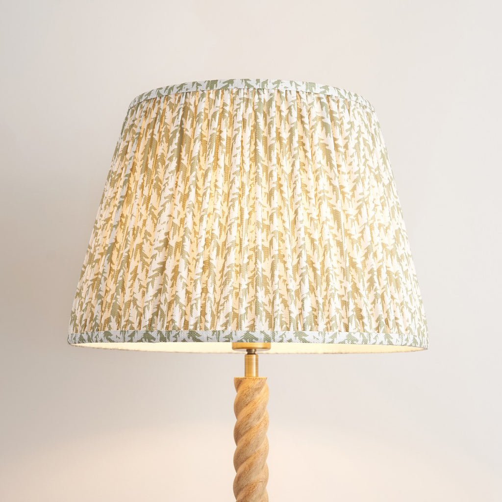 Endon Twist Floor Lamp in Oak Effect with Leaf 40cm Herb Garden Green Shade