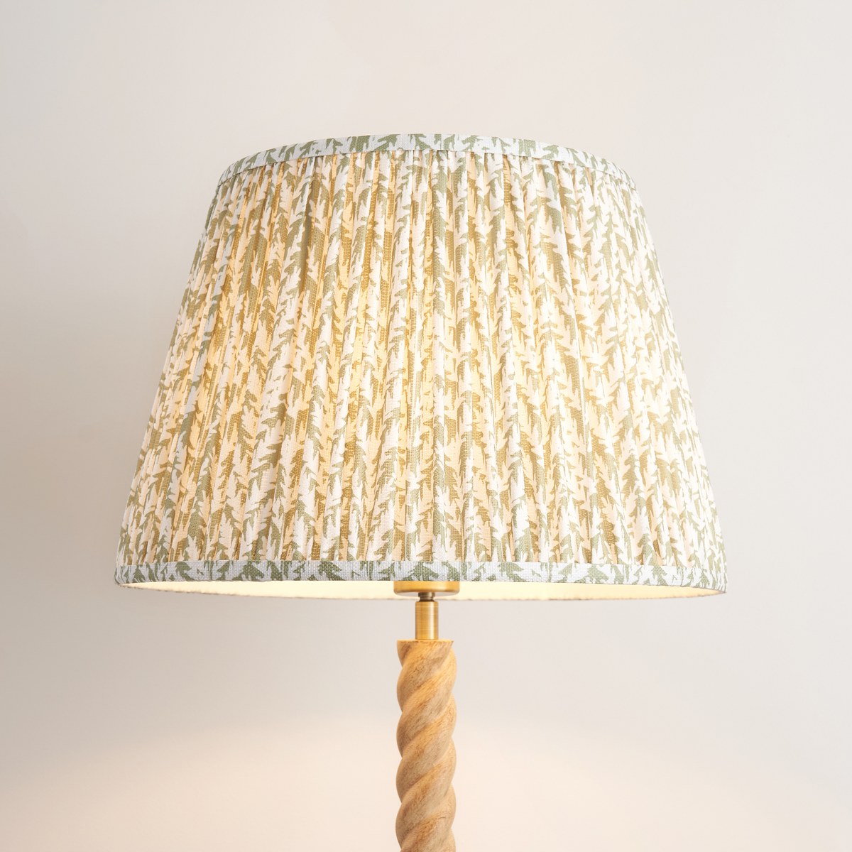 Endon Twist Floor Lamp in Oak Effect with Leaf 40cm Herb Garden Green Shade