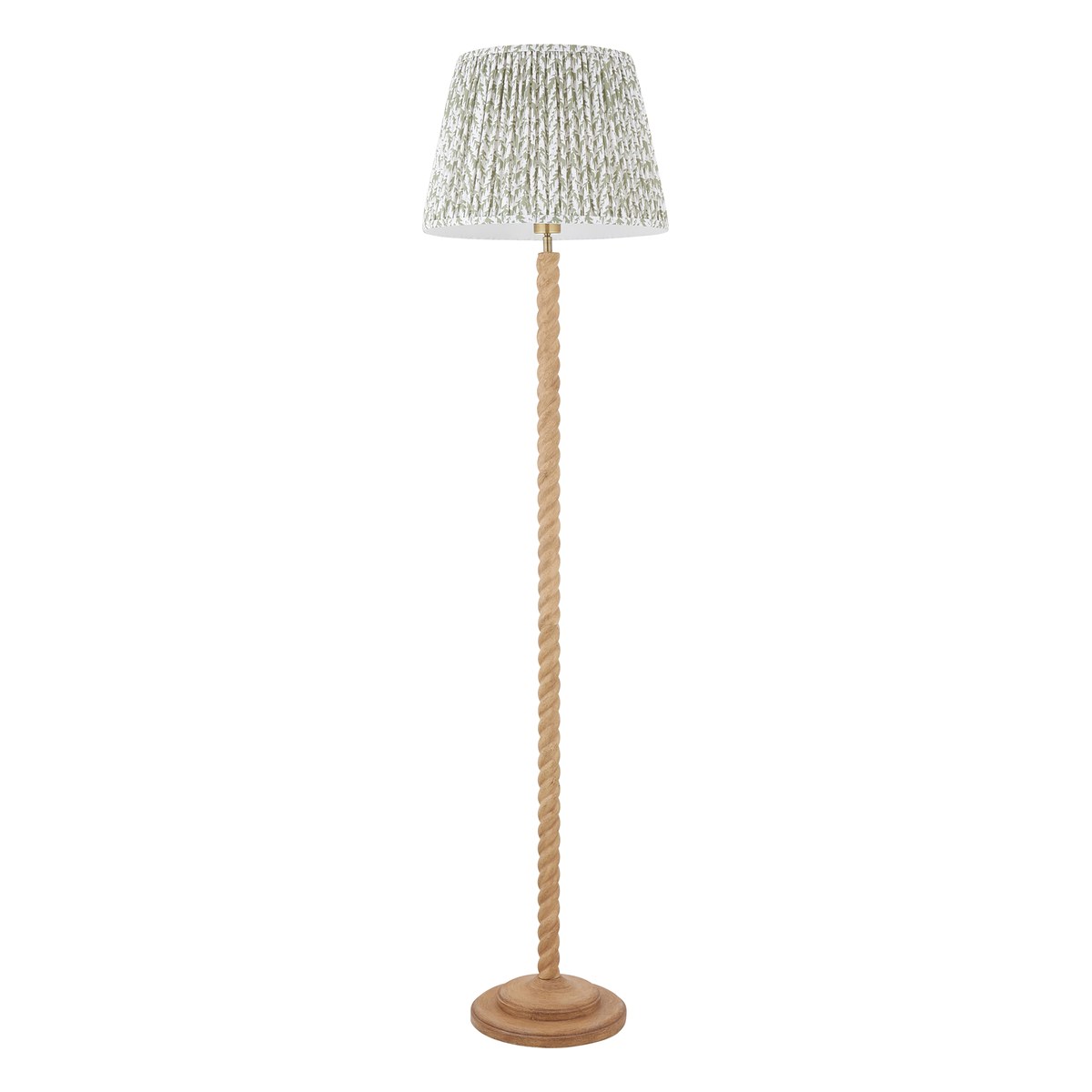 Endon Twist Floor Lamp in Oak Effect with Leaf 40cm Herb Garden Green Shade